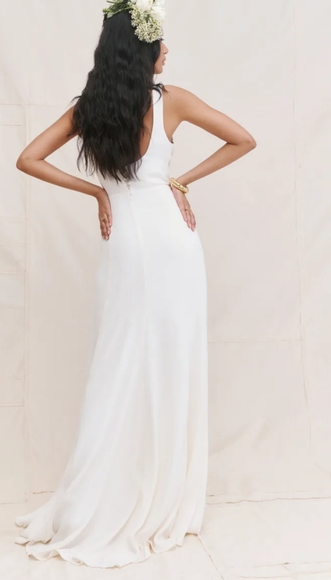 REFORMATION NWT LECCE Dress Ivory Silk Bridal Tie Wedding US0/ US 4 - Picture 6 of 13
